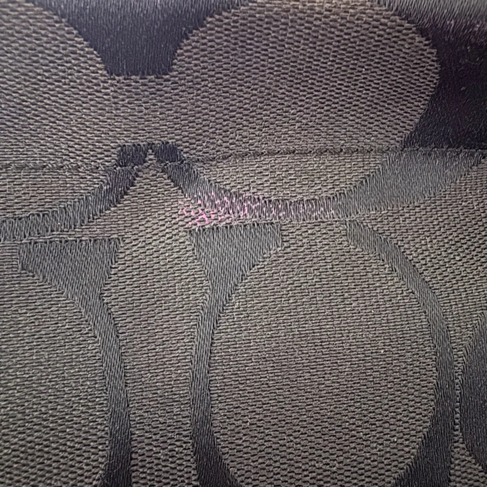 Coach Black Signature Shoulder Bag with Dark Brown Strap